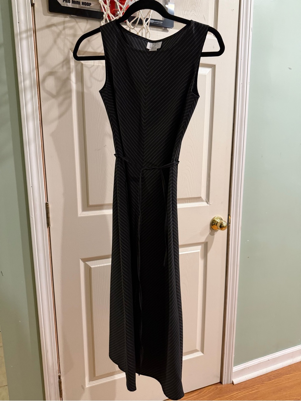 LOFT Black Chevron Maxi Dress with Waist Tie